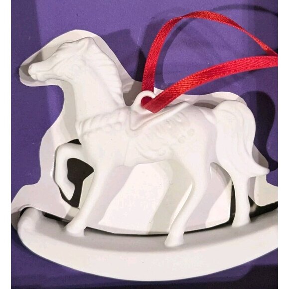 Christmas Ornament Hutschenreuther Horse Rocking Flugel White Biscuit Porcelain - Picture 7 of 14